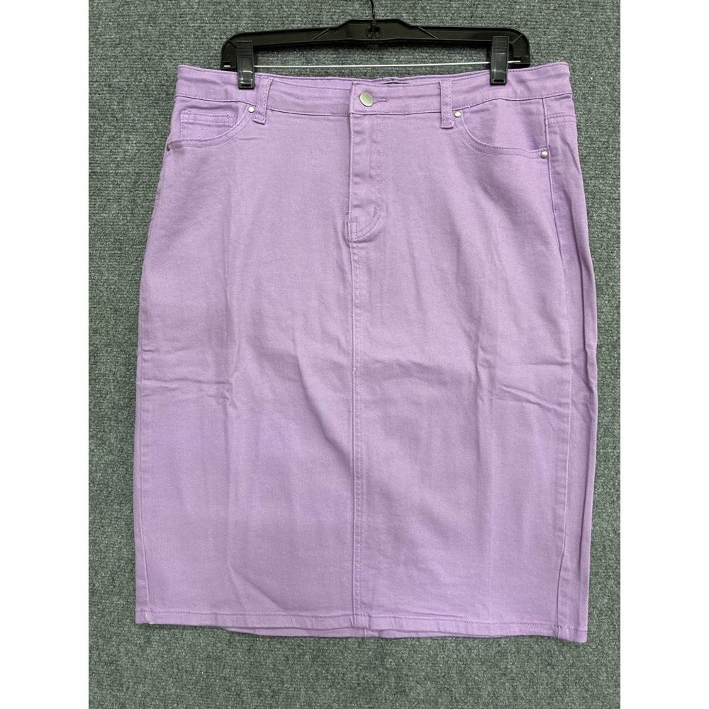 Jupe de Abby Purple Denim Pencil Skirt XL NWT Lavender Midi Straight Skirt
